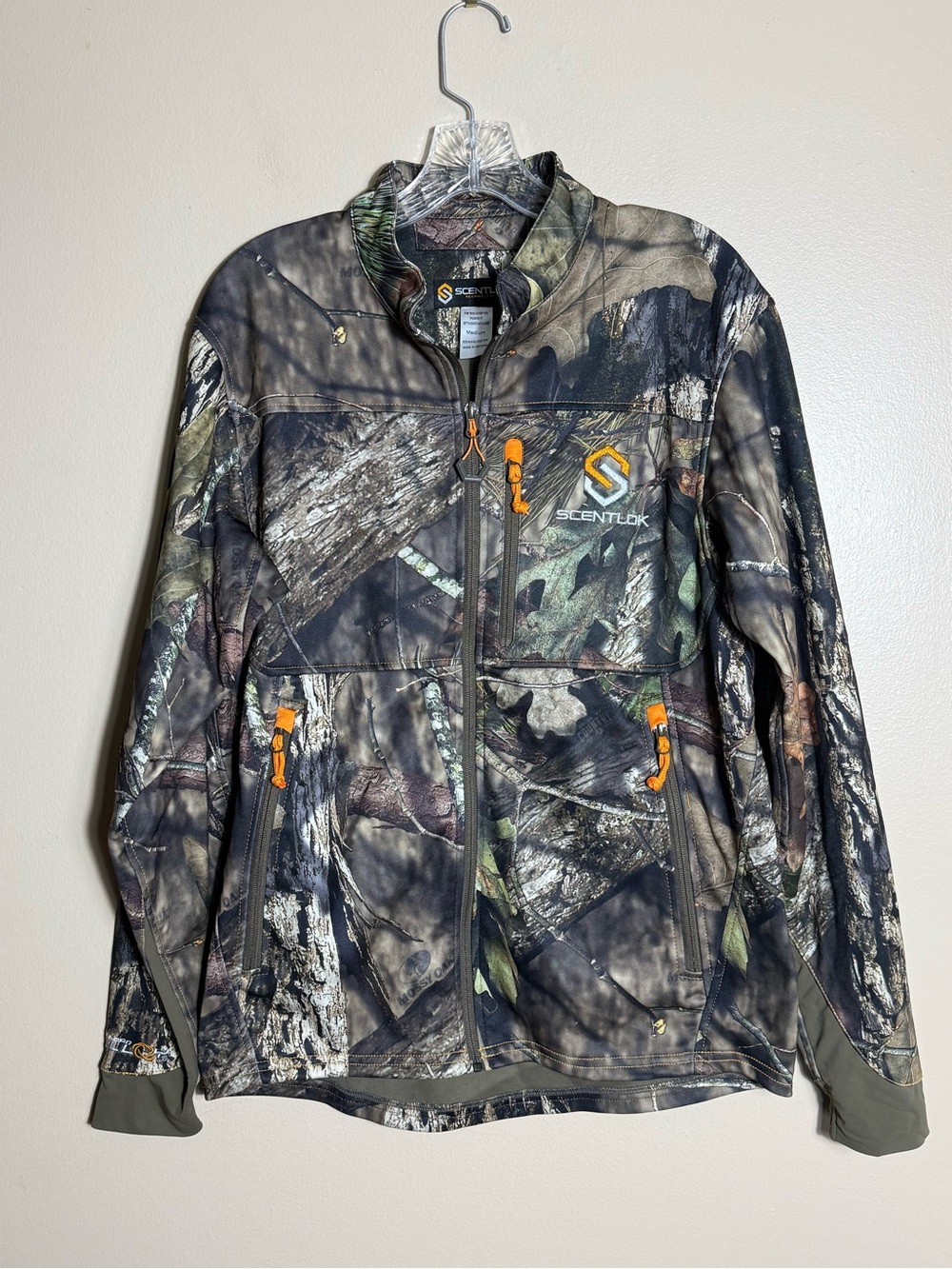 ScentLok Mossy Oak Full Zip Hunting Soft Shell Jacket Mens Medium Camo